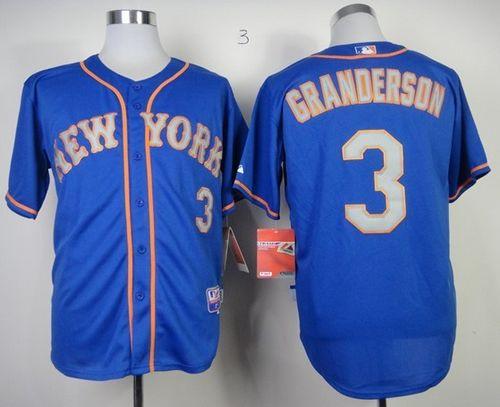 Mets #3 Curtis Granderson Blue(Grey NO.) Alternate Road Cool Base Stitched Jersey - Zenithce