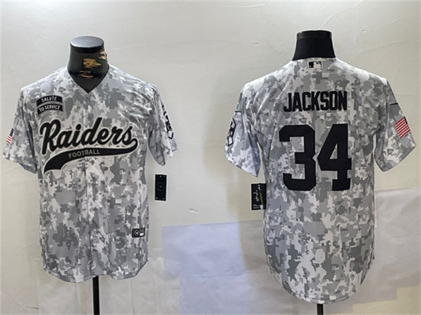 Las Vegas Raiders #34 Bo Jackson 2024 Arctic Camo Salute To Service Stitched Jersey - Zenithce