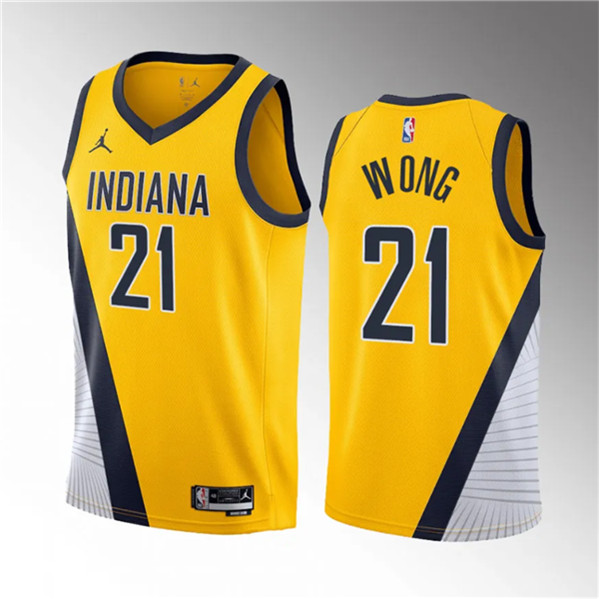 Indiana Pacers #21 Isaiah Wong Yellow 2023 Draft Statement Edition Stitched Jersey - Zenithce
