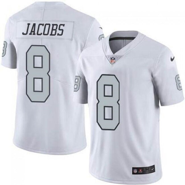 Las Vegas Raiders #8 Josh Jacobs White Color Rush Limited Stitched Jersey - Zenithce