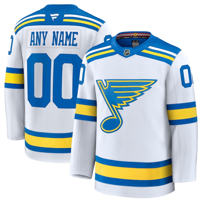 St. Louis Blues Custom White 2024-25 Away Stitched Jersey - Zenithce