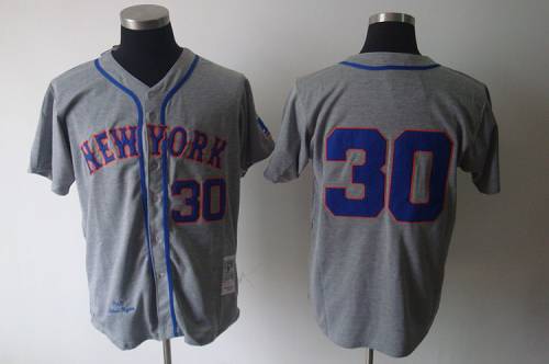 Mitchell And Ness 1969 Mets #30 Nolan Ryan Grey Stitched Jersey - Zenithce