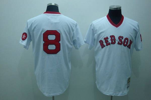 Mitchell And Ness Red Sox #8 Carl Yastrzemski Stitched White Throwback Jersey - Zenithce