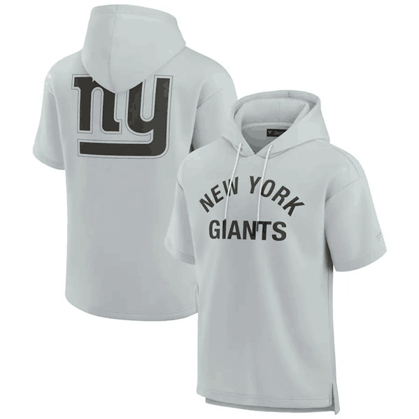 New York Giants Gray Super Soft Fleece Short Sleeve Hoodie - Zenithce