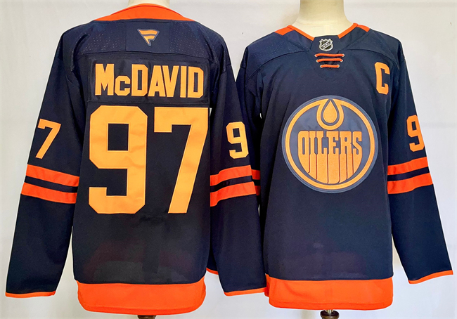 Edmonton Oilers #97 Connor McDavid Navy 2024-25 C Patch Stitched Jersey - Zenithce