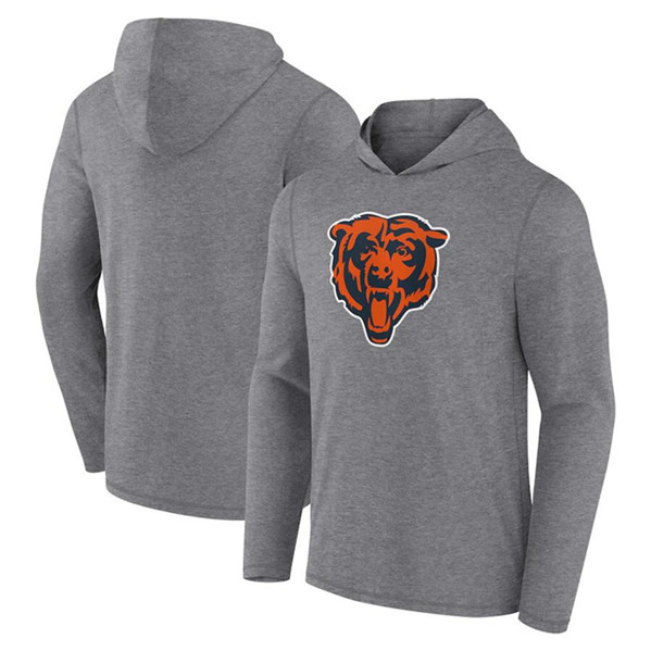 Chicago Bears Heather Gray Primary Logo Long Sleeve Hoodie - Zenithce
