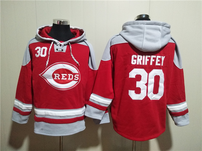 Cincinnati Reds #30 Ken Griffey Jr. Red Ageless Must-Have Lace-Up Pullover Hoodie - Zenithce