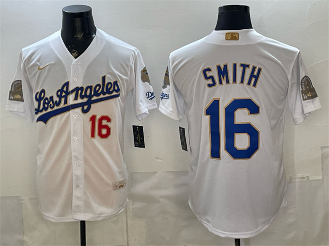 Los Angeles Dodgers #16 Will Smith White 2026 Gold Collection 9x B2B Champs Patch Stitched Jersey - Zenithce