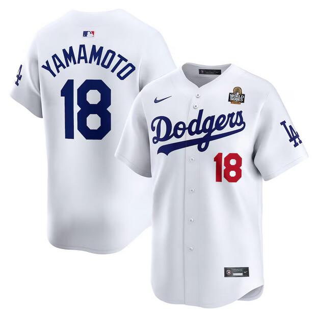 Los Angeles Dodgers #18 Yoshinobu Yamamoto White 2024 World Series Home Limited Stitched Jersey - Zenithce