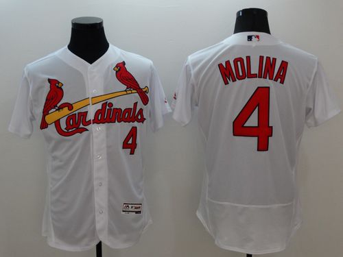 Cardinals #4 Yadier Molina White Flexbase Authentic Collection Stitched Jersey - Zenithce