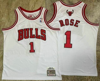 Chicago Bulls 1 Derek Rose White Hardwood Classics Soul AU Throwback Jersey - Zenithce