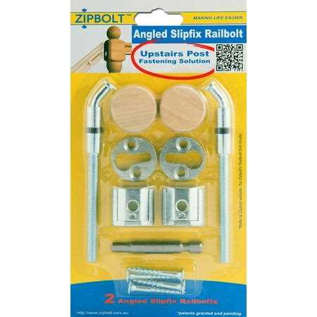 Zipbolt Angled Handrail to Newel Post Connector — 11.560 Angled Staircase Railbolt for Lower Connection Acute Angle Post Fastener - Zenithce