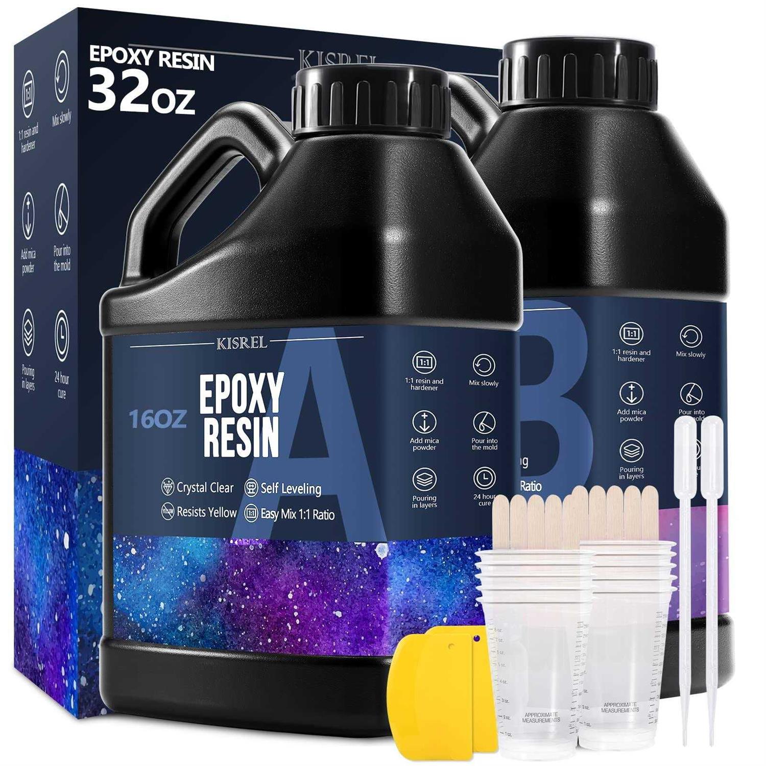 KISREL Epoxy Resin 64OZ Crystal Clear Epoxy Resin Kit No Yellowing No Bubble Art Resin Casting Resin for Art Crafts - Zenithce