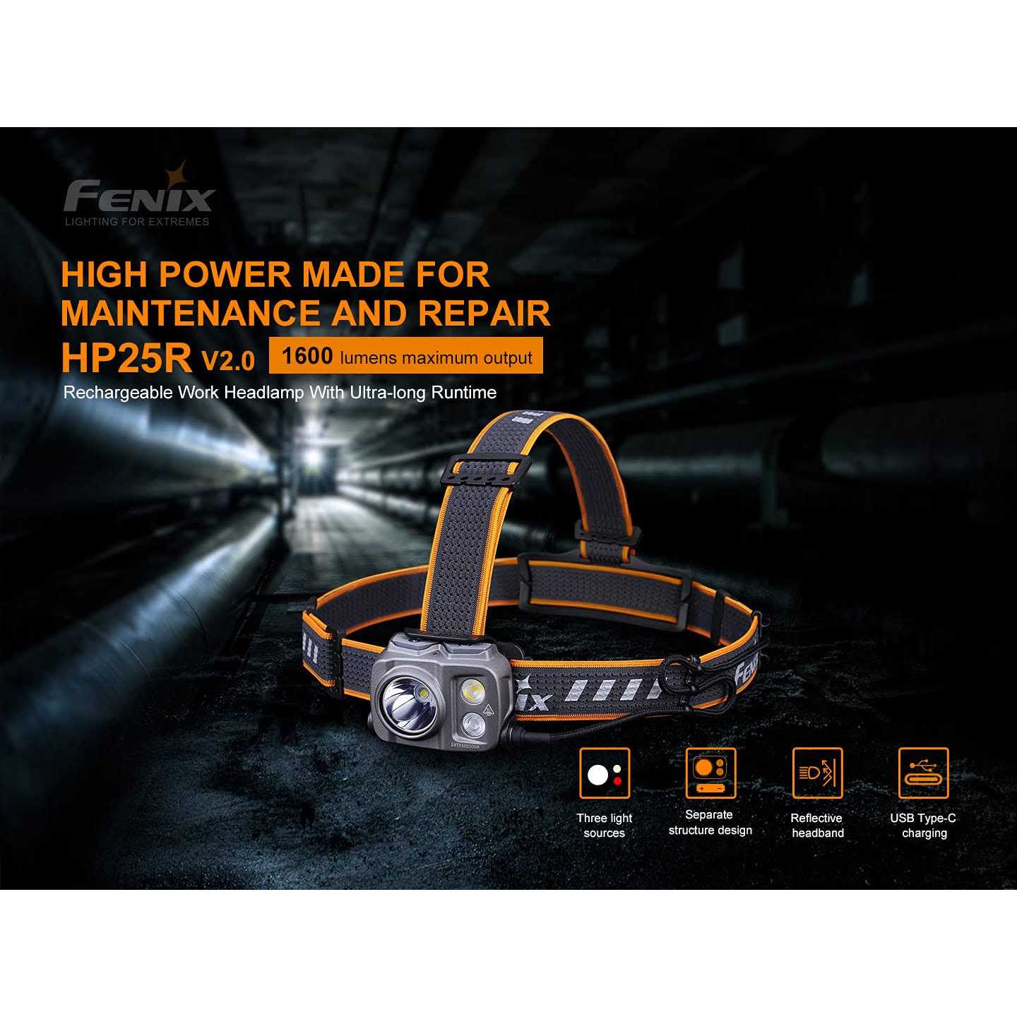 Fenix HP25R V2.0 Rechargeable Headlamp - Zenithce