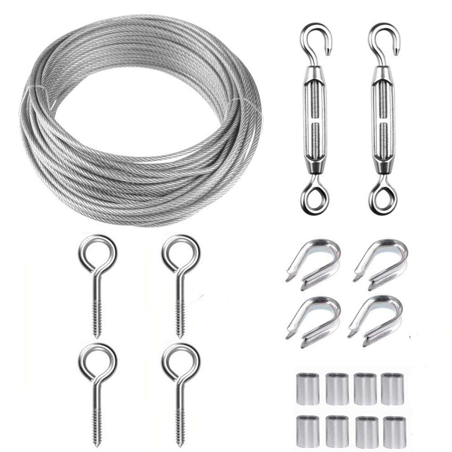 TooTaci Wire Rope Turnbuckle Wire Kit Stainless Steel Coated Cable Wire Rope Turnbuckles for Cables Wire Cable - Zenithce