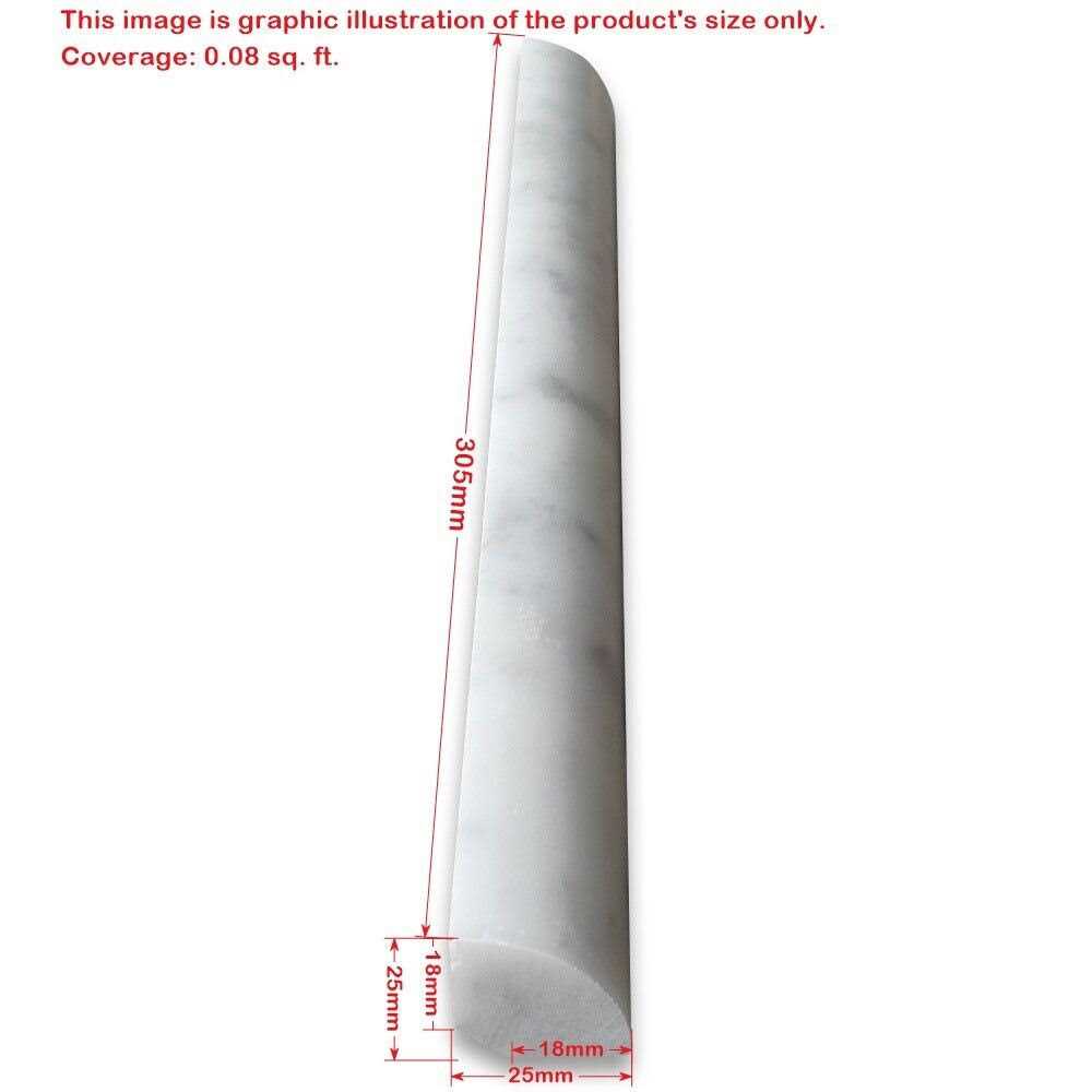 Marble Online Carrara White Marble Round Cover Edge Pencil Liner Trim Molding - Zenithce