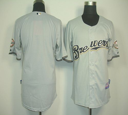 Brewers Blank Grey Cool Base Stitched Jersey - Zenithce