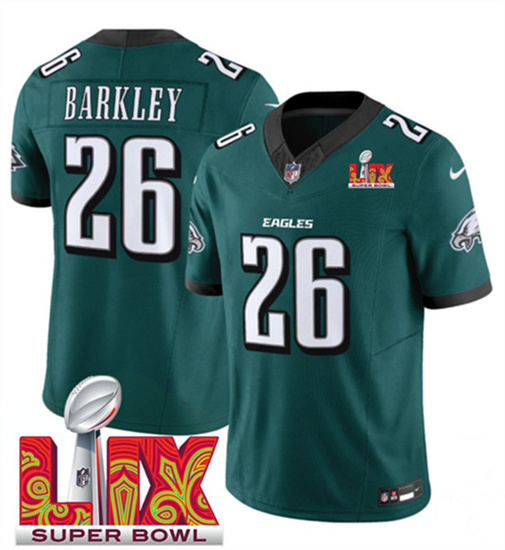 Philadelphia Eagles #26 Saquon Barkley Green 2025 Super Bowl LIX Patch Vapor Untouchable Limited Stitched Jersey - Zenithce