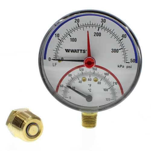 Watts LFDPTG-1 3 Bottom Entry Pressure & Temperature Gauge - Zenithce