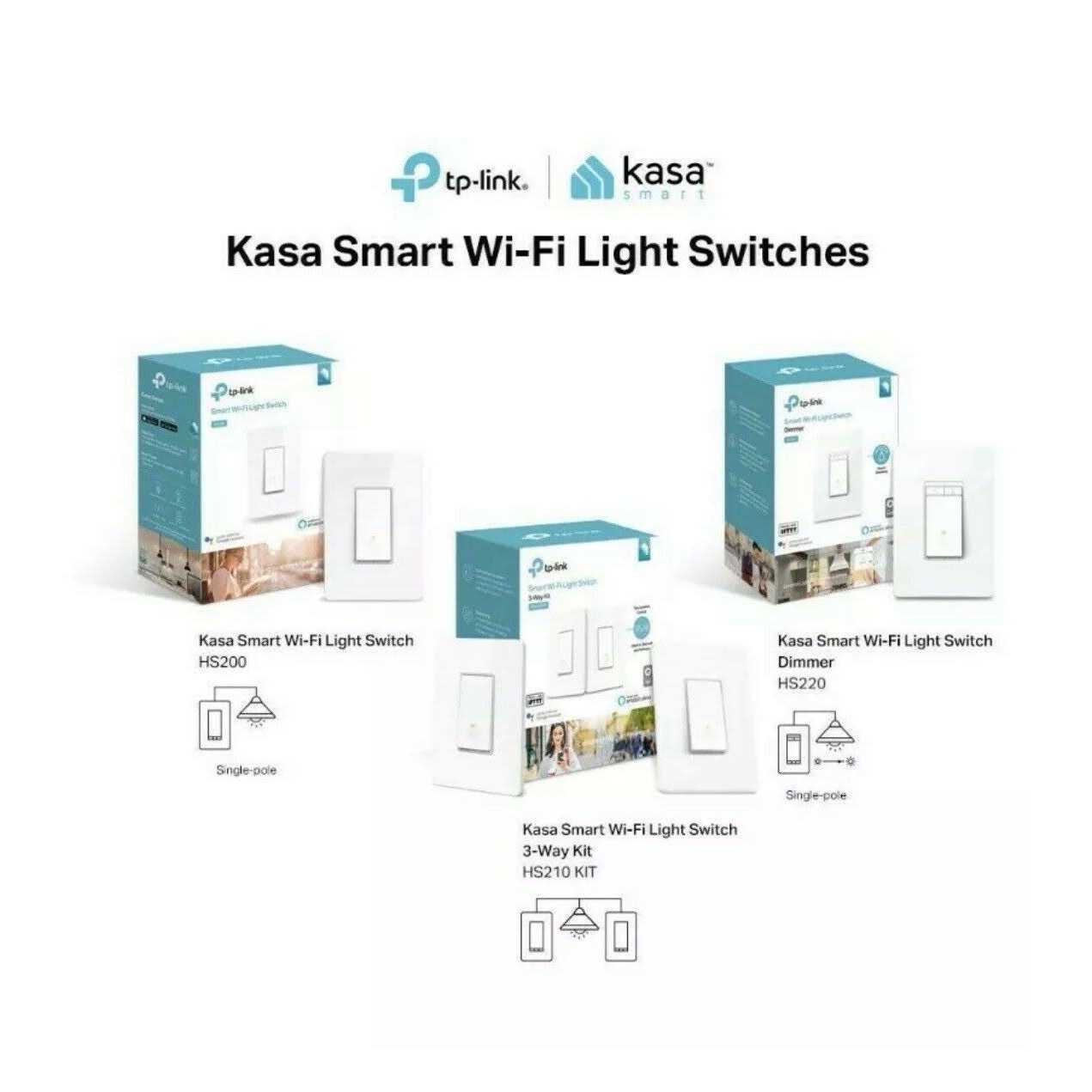 TP-Link HS210 Kasa Smart Wi-Fi Light Switch - Zenithce