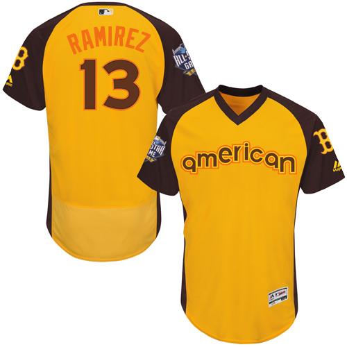 Red Sox #13 Hanley Ramirez Gold Flexbase Authentic Collection 2016 All-Star American League Stitched Jersey - Zenithce