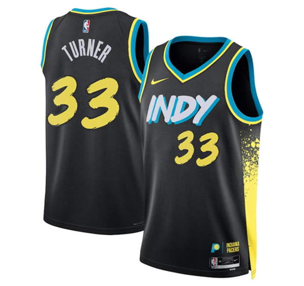 Indiana Pacers #33 Myles Turner Black 2023-24 City Edition Stitched Jersey - Zenithce