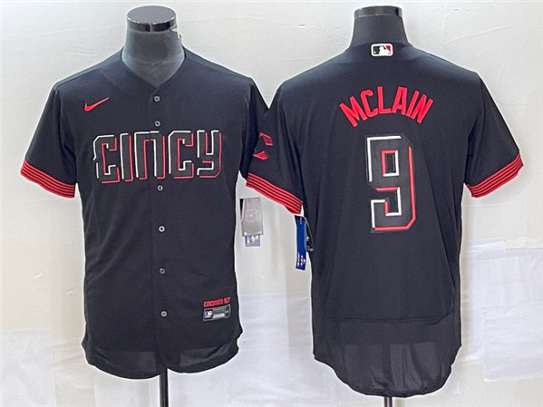 Cincinnati Reds #9 Matt McLain Black 2023 City Connect Flex Base Stitched Jersey - Zenithce
