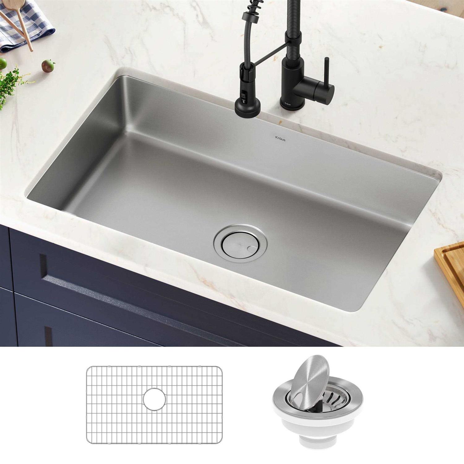 Kraus Dex 21 Undermount 16 Gauge Stainless Steel Single Bowl Kitchen Sink KA1US21B - Zenithce