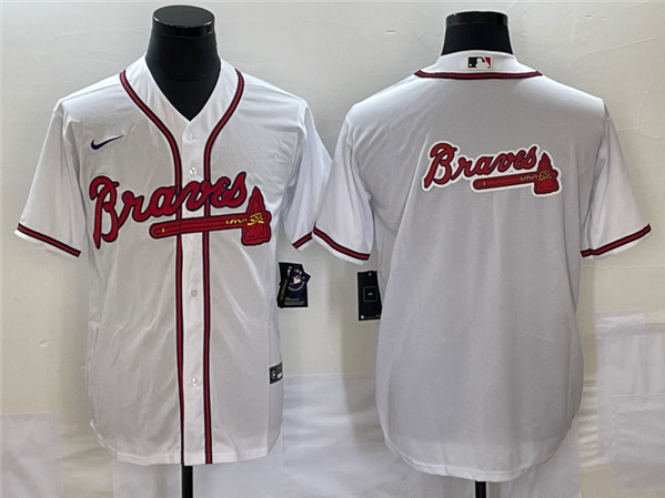 Atlanta Braves White Team Big Logo Cool Base Stitched Jersey - Zenithce