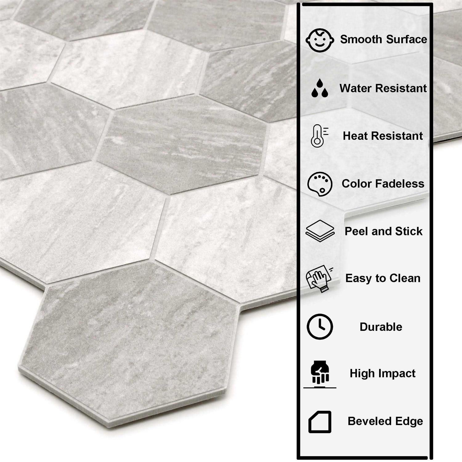 Sunwings 11.3 x 11.4 Hexagon Marble Peel And Stick 10 - Zenithce