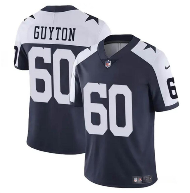 Dallas Cowboys #60 Tyler Guyton Navy White 2024 Draft Vapor Untouchable Thanksgiving Limited Stitched Jersey - Zenithce