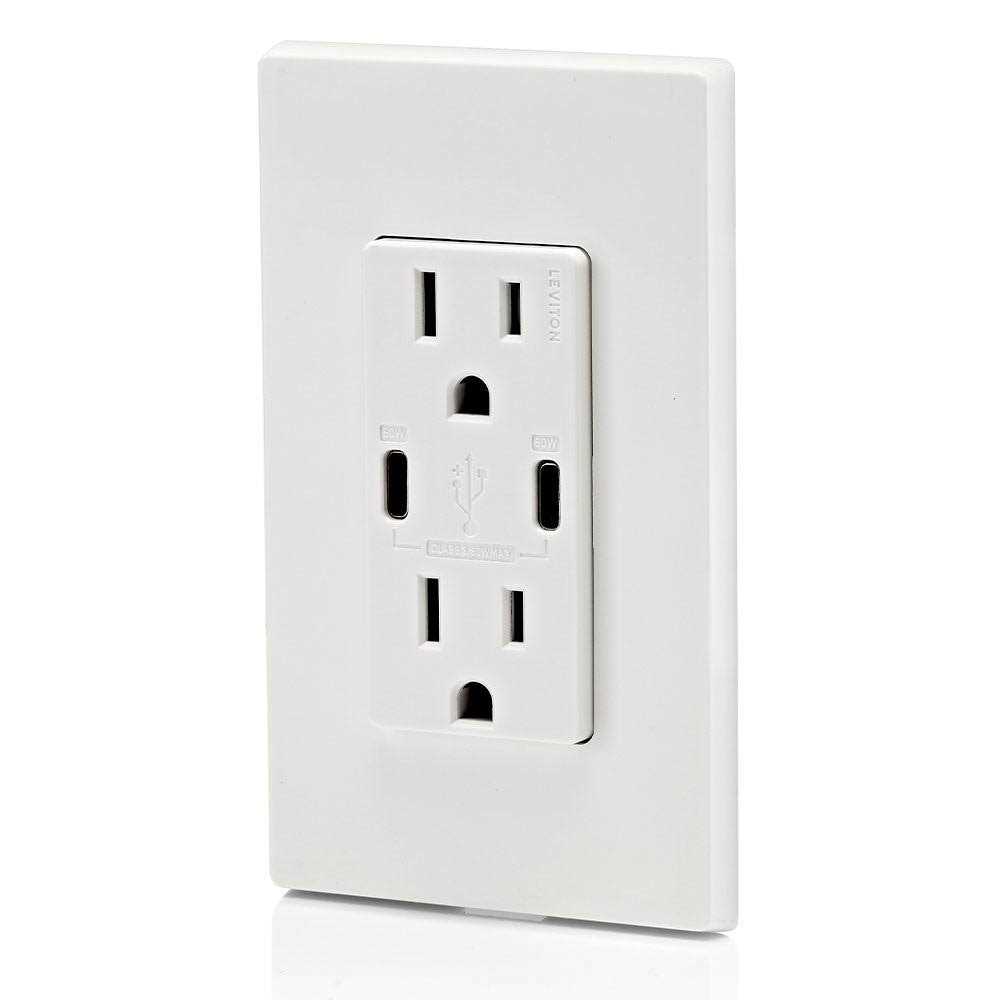 Leviton T5632-W USB Charger/Tamper-Resistant Duplex Receptacle - Zenithce