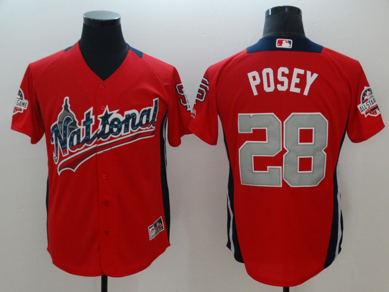 National League #28 Buster Posey Red 2018 All-Star Game Home Run Derby Jersey - Zenithce