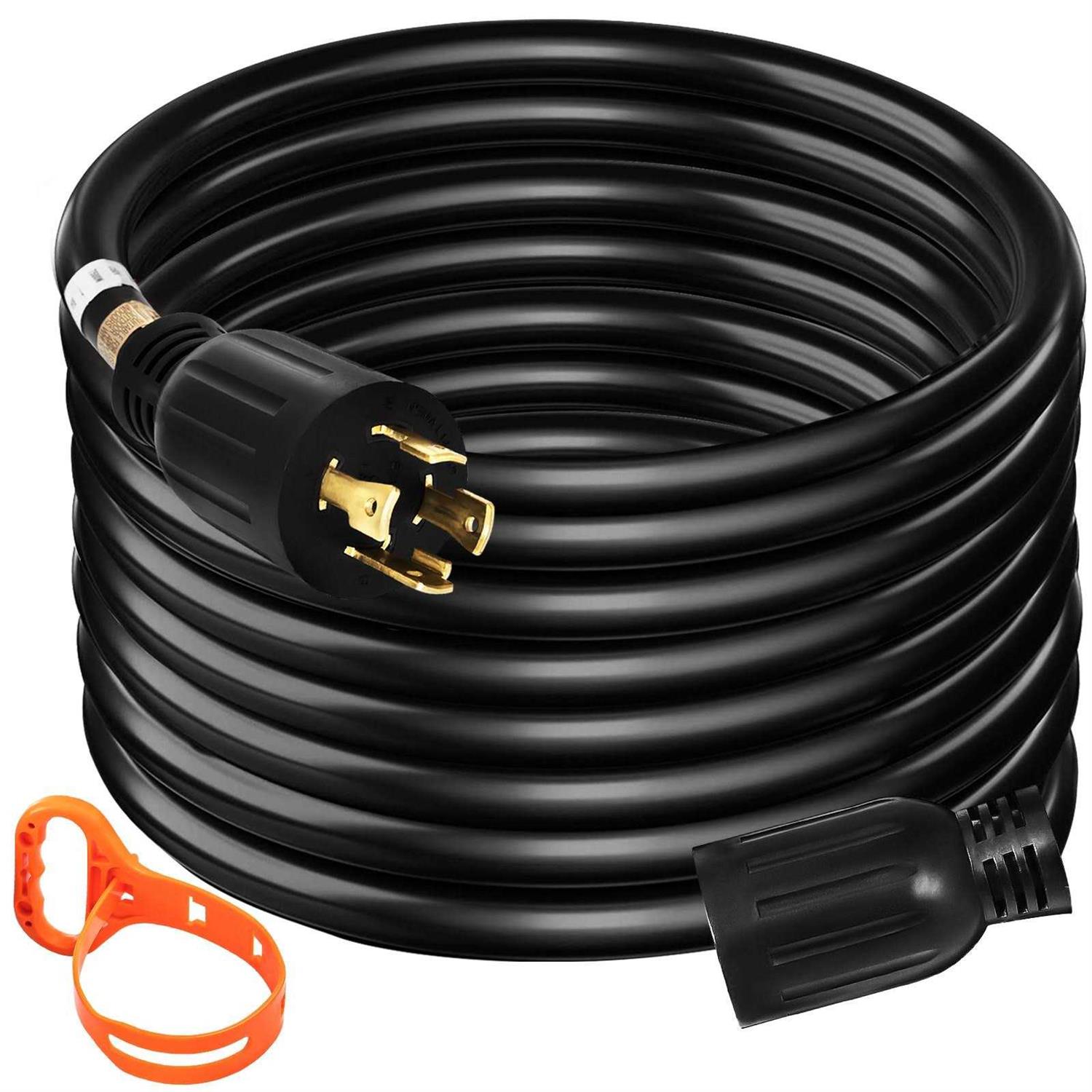 VEVOR 40Ft 30 Amp Generator Extension Cord 4 Wire 10 Gauge Generator Cord 125V 250V Generator Power Cord Twist Lock Connectors FDJYCX40FT30A0001V1 - Zenithce