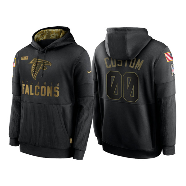 Atlanta Falcons Customized 2020 Black Salute To Service Sideline Performance Pullover NFL Hoodie - Zenithce