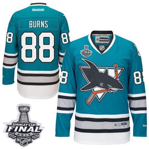 Sharks #88 Brent Burns Teal 25th Anniversary 2016 Stanley Cup Final Patch Stitched Jersey - Zenithce