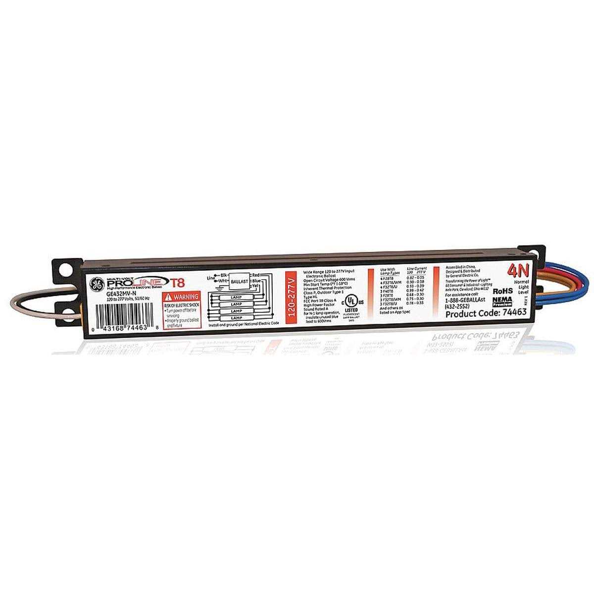 GE 60114 Proline Residential Electronic Ballast GE432-120RES-B Fluorescent Ballast, 3 or 4 Lamp - Zenithce