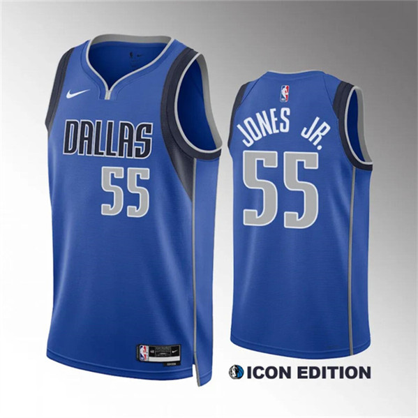 Dallas Mavericks #55 Derrick Jones Jr Blue Icon Edition Stitched Jersey - Zenithce