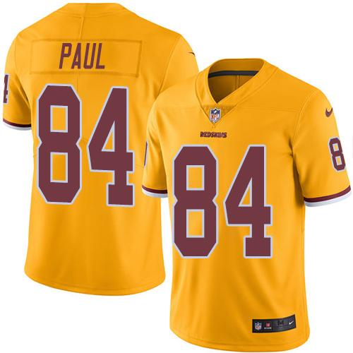 Redskins #84 Niles Paul Gold Stitched Limited Rush Nike Jersey - Zenithce