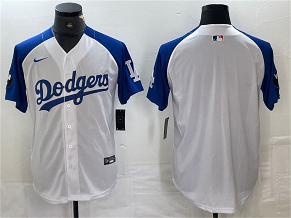 Los Angeles Dodgers Blank White Blue Vin Patch Cool Base Stitched Jersey - Zenithce