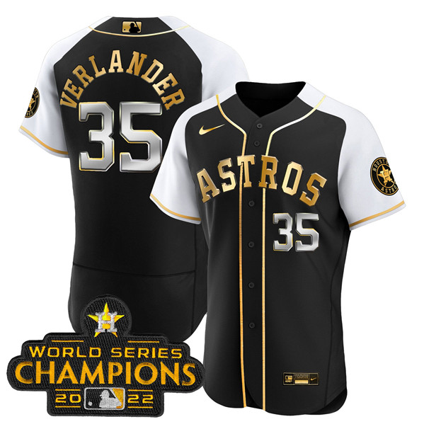 Houston Astros #35 Justin Verlander 2023 Black Gold Alternate Flex Base Stitched Jersey - Zenithce