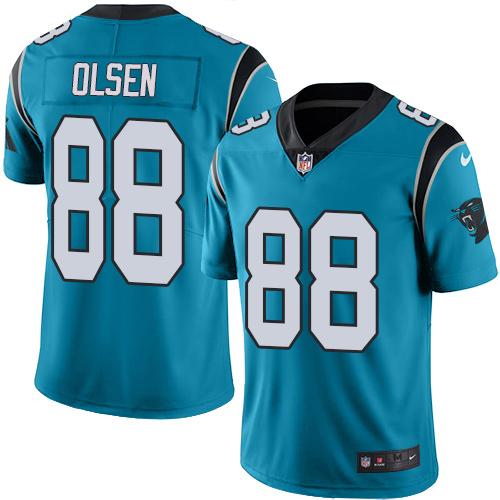 Panthers #88 Greg Olsen Blue Stitched Limited Rush Nike Jersey - Zenithce