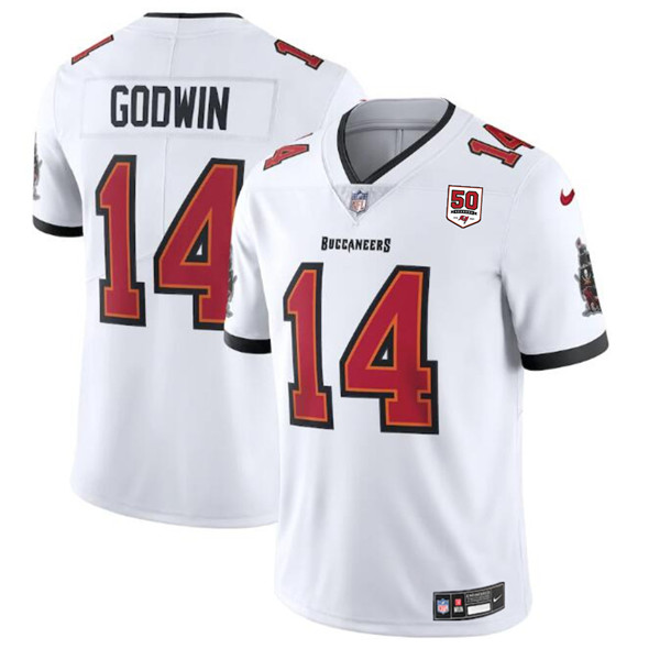 Tampa Bay Buccaneers #14 Chris Godwin White 2025 50th Season patch Vapor Untouchable Limited Football Stitched Jersey - Zenithce
