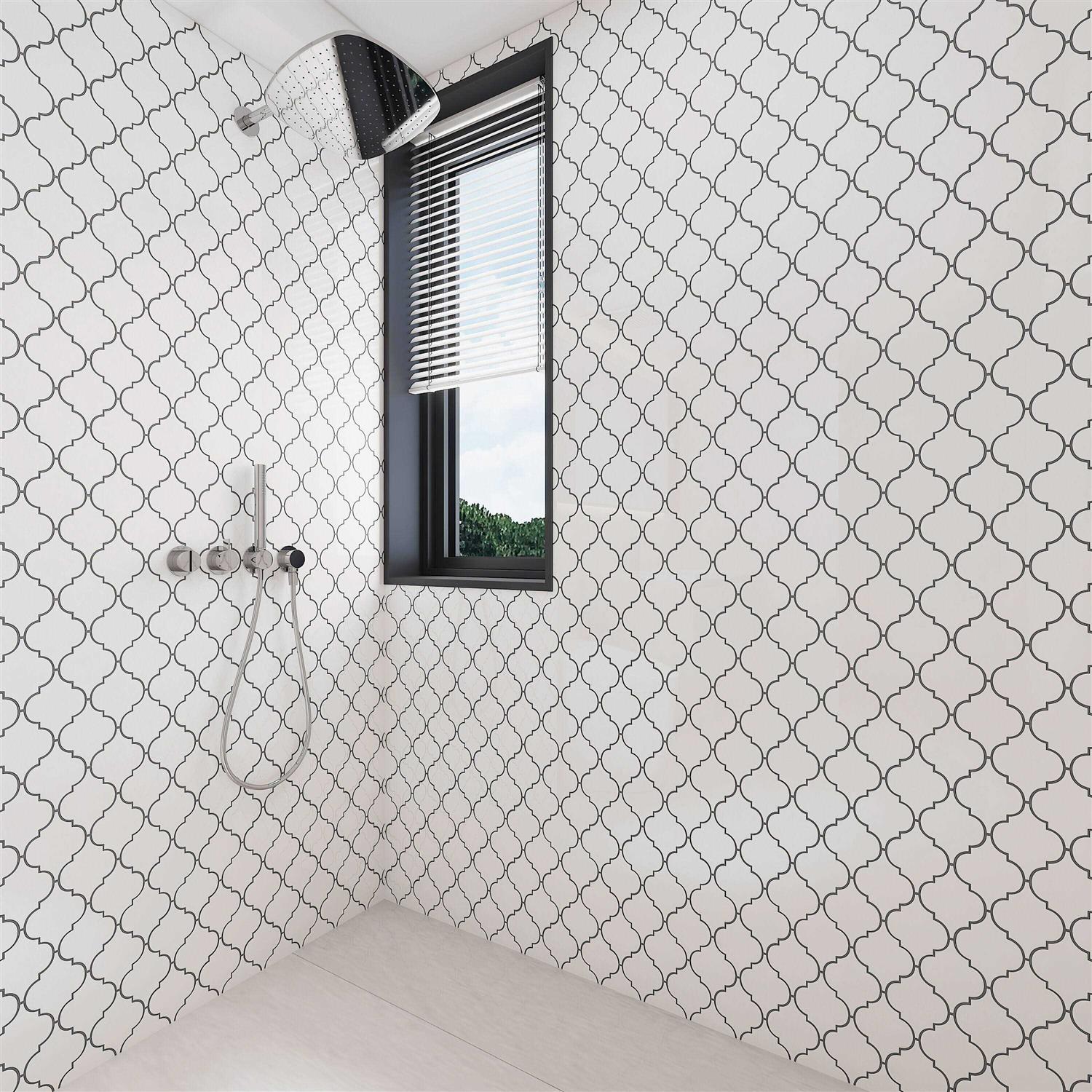 Giorbello Arabesque 4-in x 4-in Glossy Glass Wall Tile - Zenithce