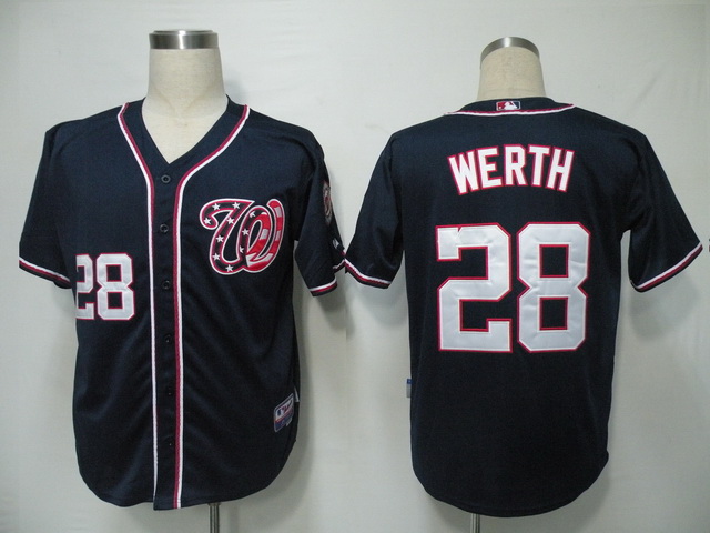 Nationals #28 Jayson Werth Navy Blue Cool Base Stitched Jersey - Zenithce