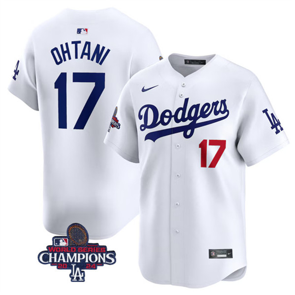 Los Angeles Dodgers #17 Shohei Ohtani White 2024 World Series Champions Home Limited Stitched Jersey - Zenithce