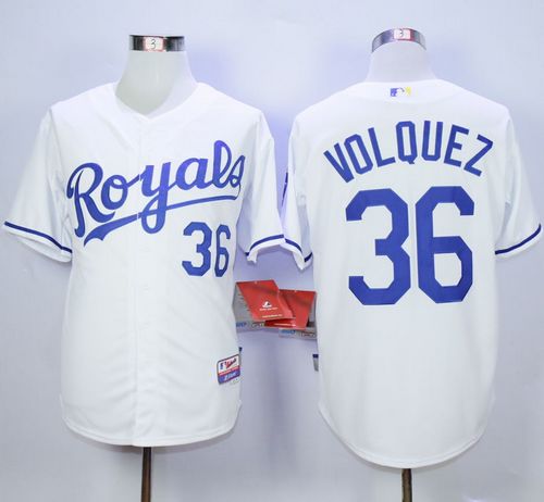 Royals #36 Edinson Volquez White Cool Base Stitched Jersey - Zenithce