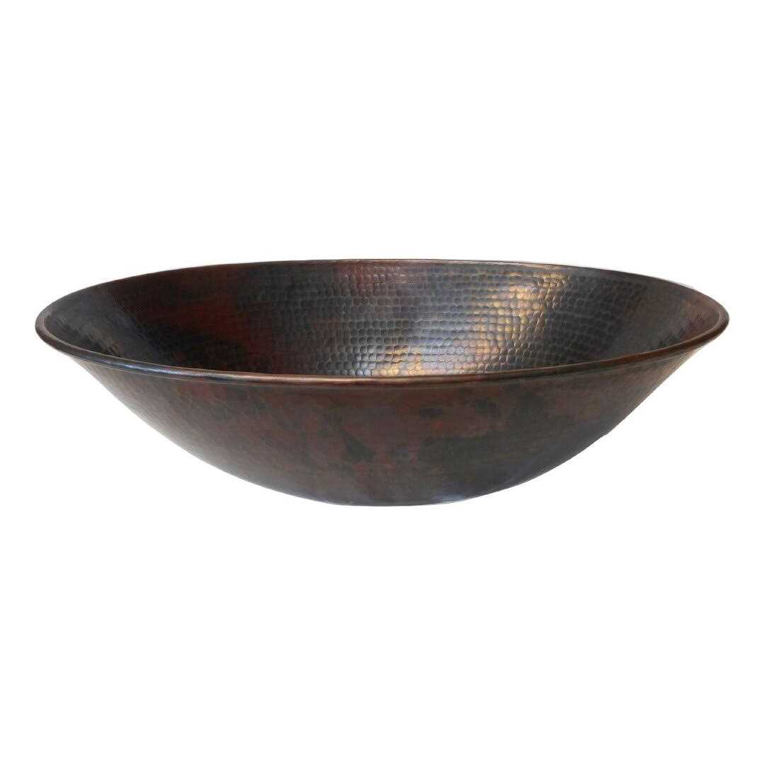 SimplyCopper 16 Oval Copper Vessel Bucket Bathroom Sink in Aged Copper - Zenithce