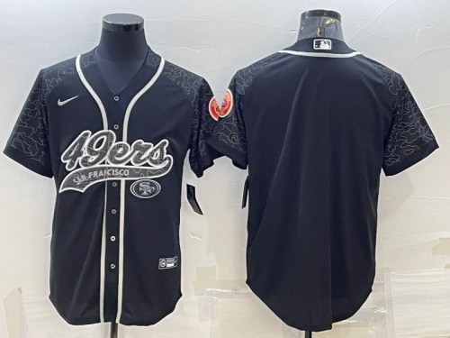 San Francisco 49ers Blank Black Reflective With Patch Cool Base Stitched Jersey - Zenithce