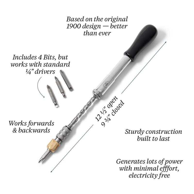 Kings County Tools Classic Yankee Style Push Drill 8 Double Fluted Bits Included - Zenithce